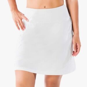 Yogipace White Athletic 17” A-Line Skort Pockets Drawstring Sun Protection XXL